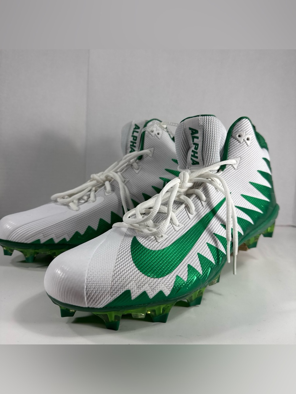 Nike Men’s White & Green Alpha Football Cleats